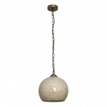 Distribuidor - Lâmpadas Diversas | Colgantes Clássicas | COLGANTE TENOR 1XE27 CUERO/AMBAR MOSAICO REGX30X30 CM Ref: 177593043